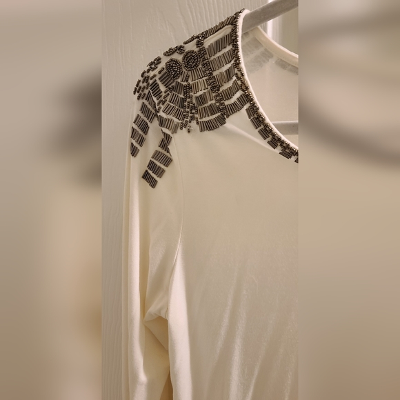 Ivory Long Sleeve Dress with Beading by Mechant Size Large - Picture 3 of 5